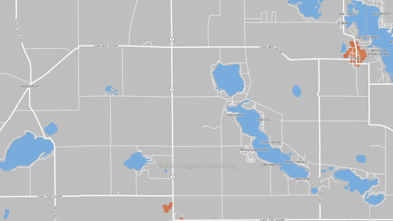 Bike Grade map of Indianola, IN