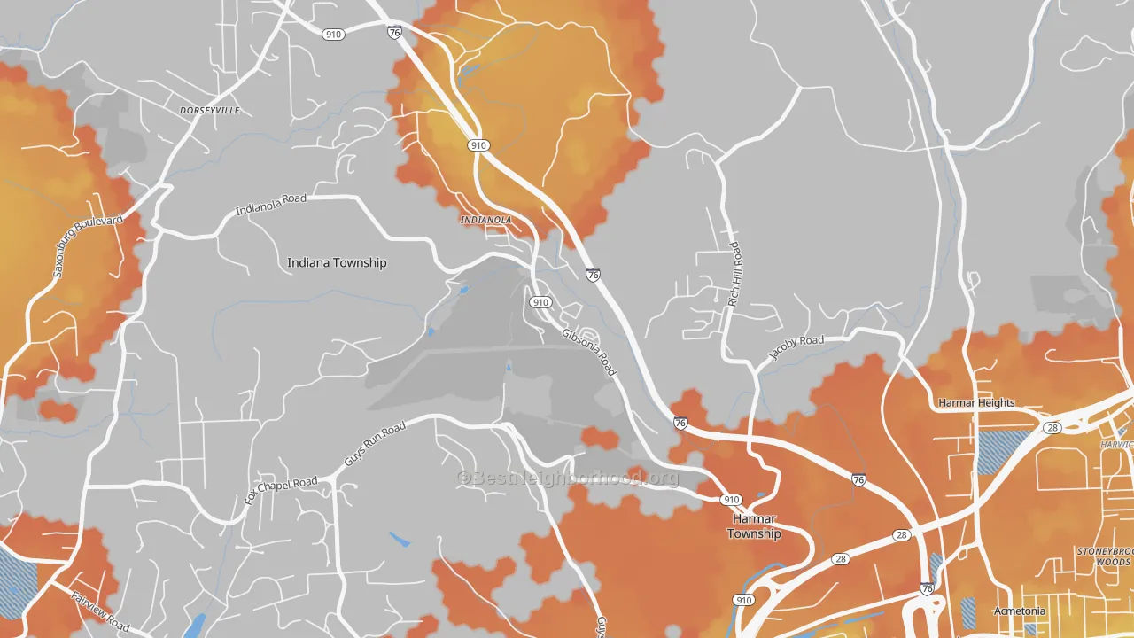 Bike Grade map of Indianola, PA
