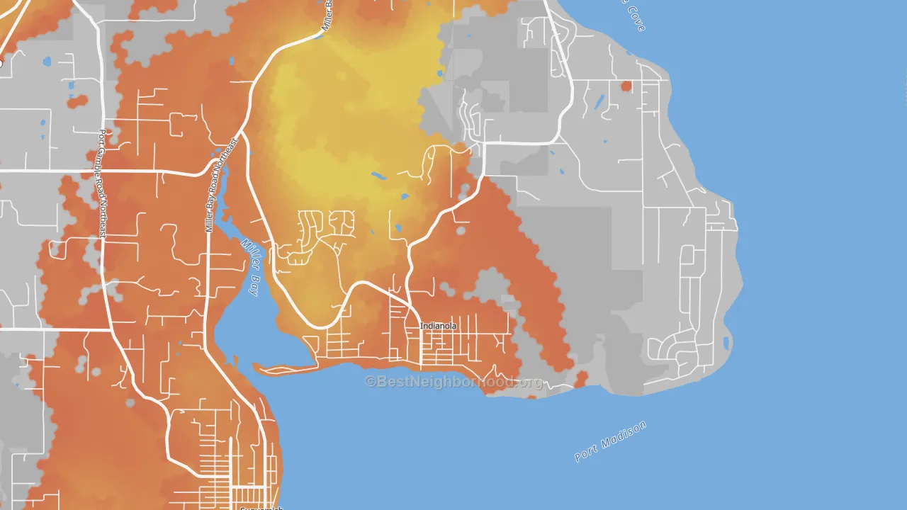 Bike Grade map of Indianola, WA