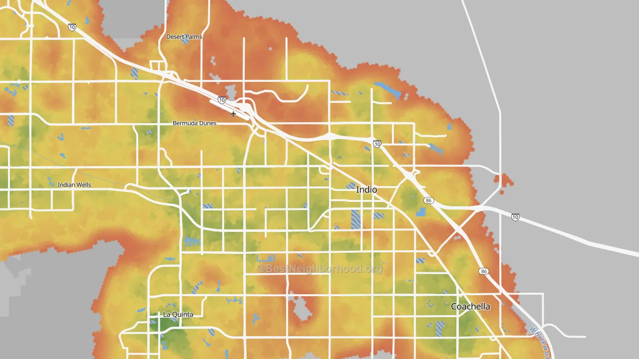 Bike Grade map of Indio, CA