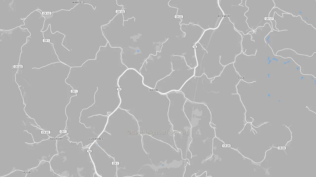 Bike Grade map of Indore, WV