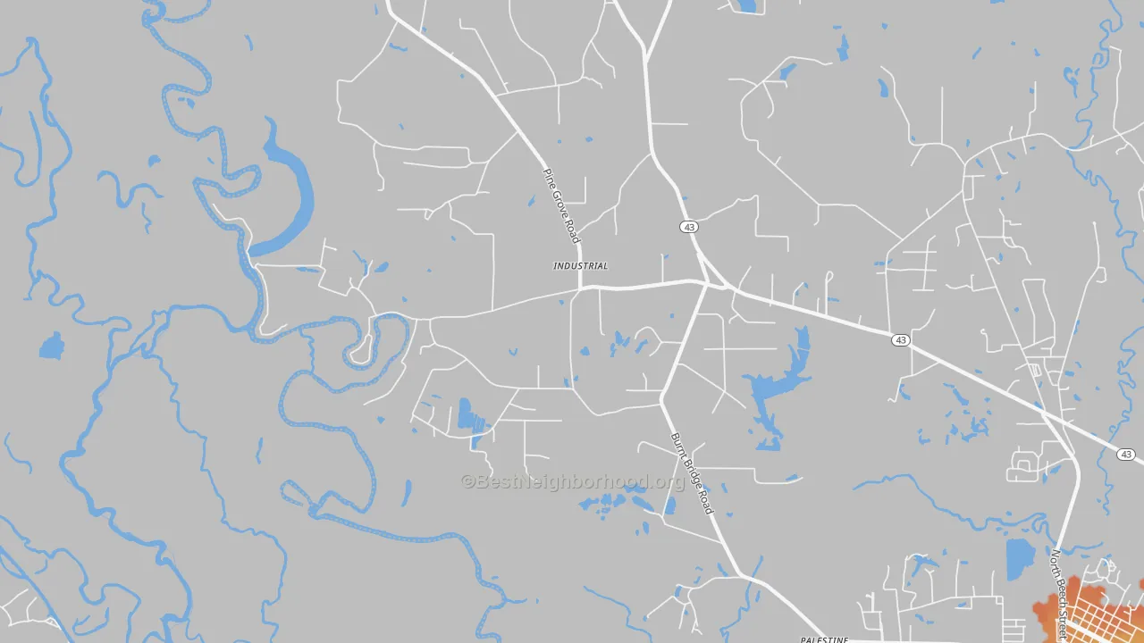 Bike Grade map of Industrial, MS