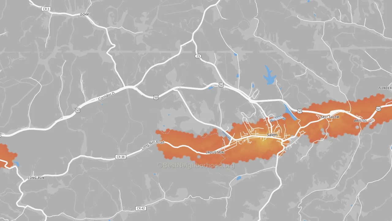 Bike Grade map of Industrial, WV