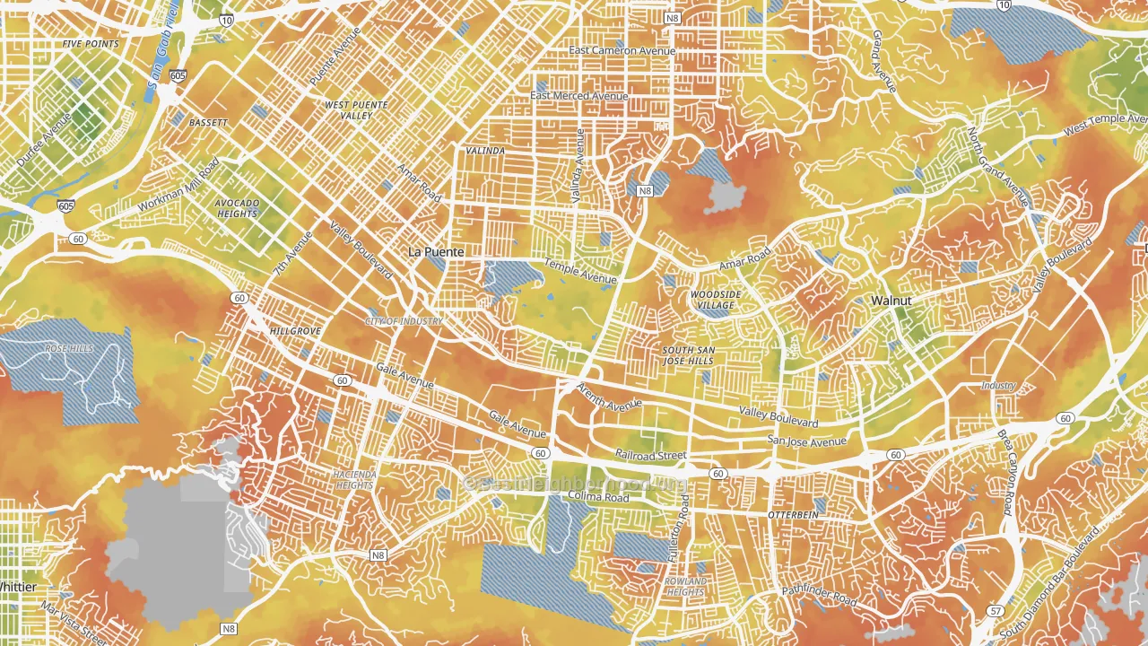 Bike Grade map of Industry, CA