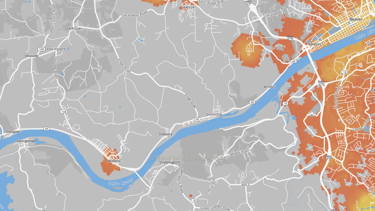 Bike Grade map of Industry, PA