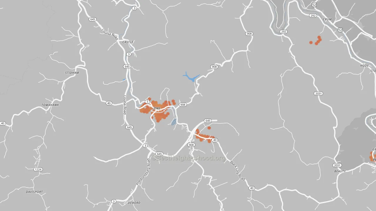 Bike Grade map of Inez, KY