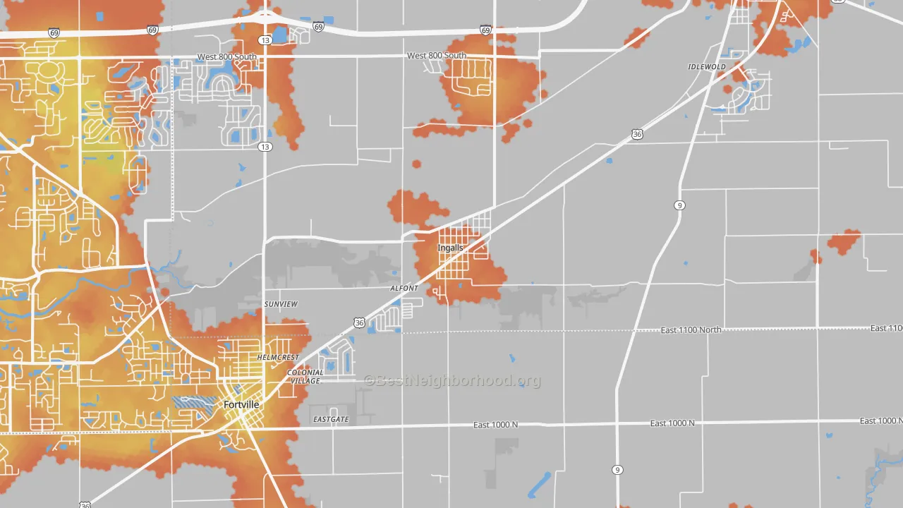 Bike Grade map of Ingalls, IN