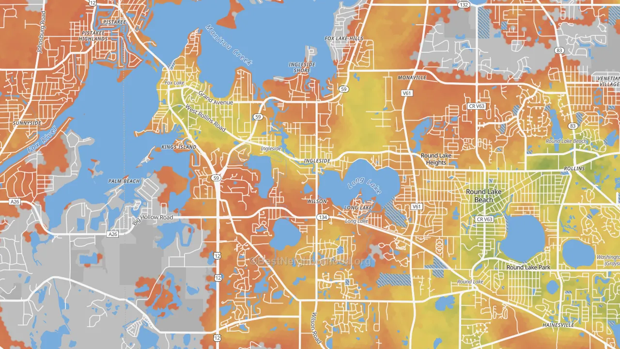 Bike Grade map of Ingleside, IL