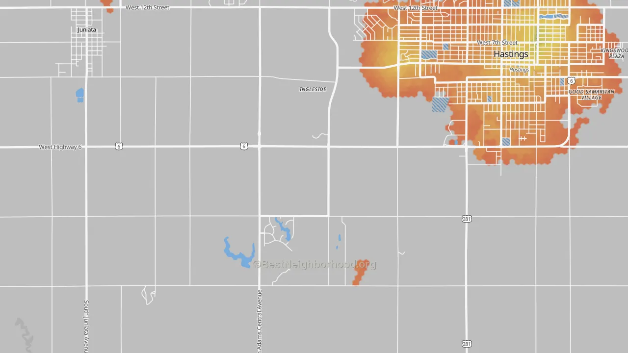 Bike Grade map of Ingleside, NE