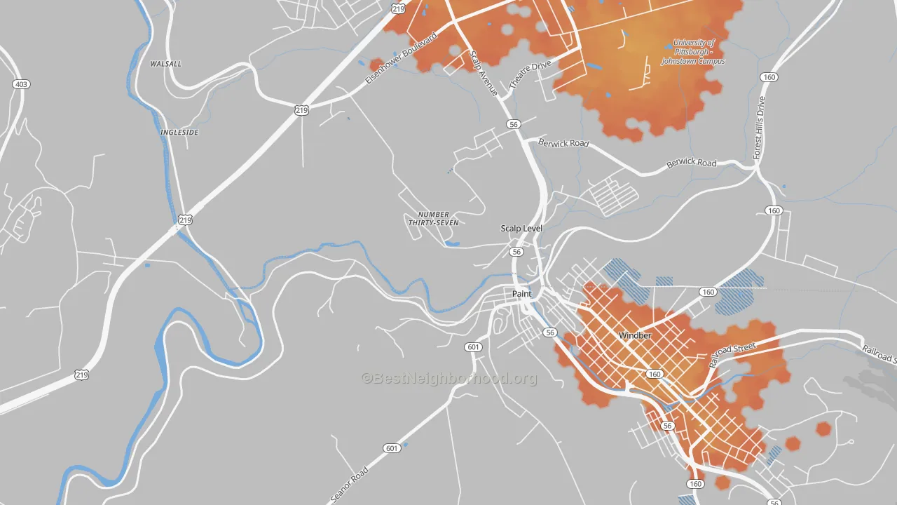 Bike Grade map of Ingleside, PA