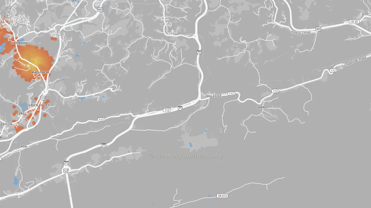 Bike Grade map of Ingleside, WV