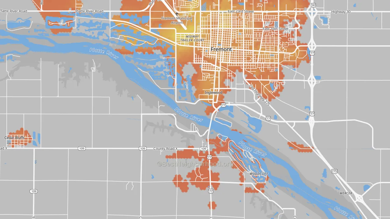 Bike Grade map of Inglewood, NE