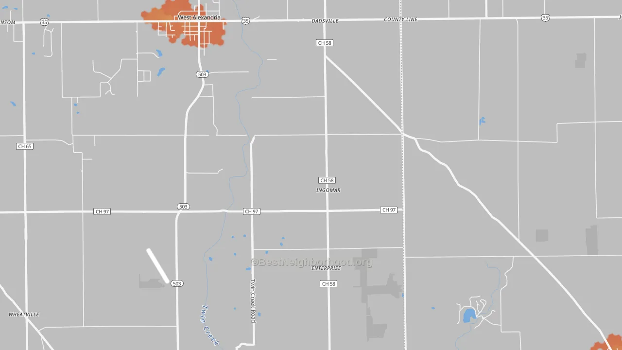 Bike Grade map of Ingomar, OH