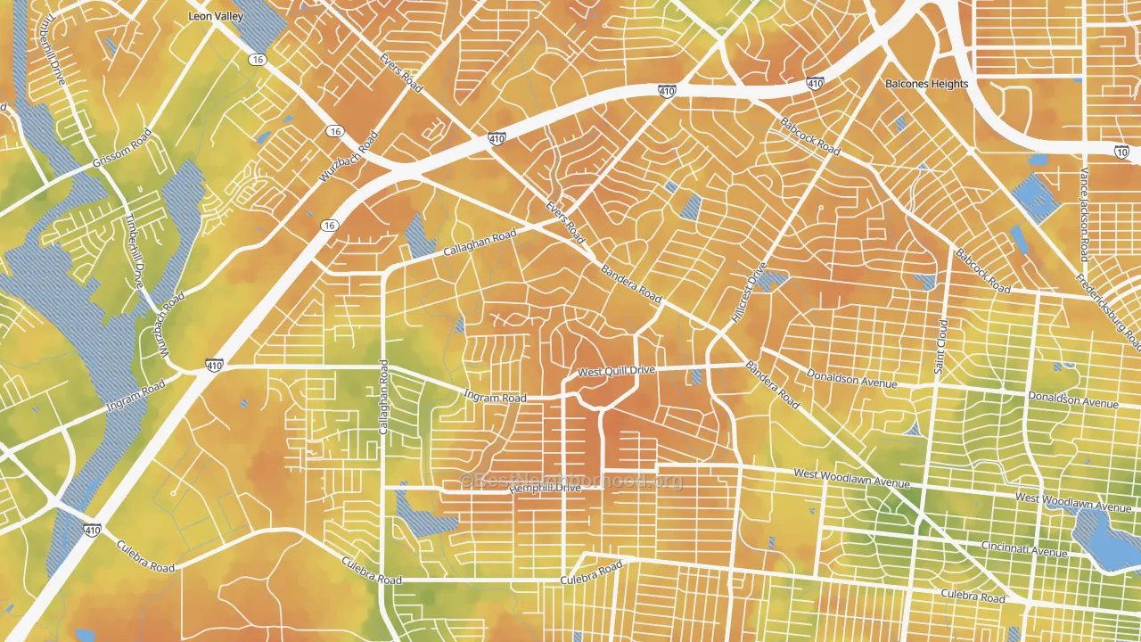 Bike Grade map of Ingram Hills, San Antonio, TX