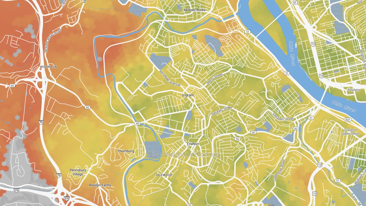 Bike Grade map of Ingram, PA