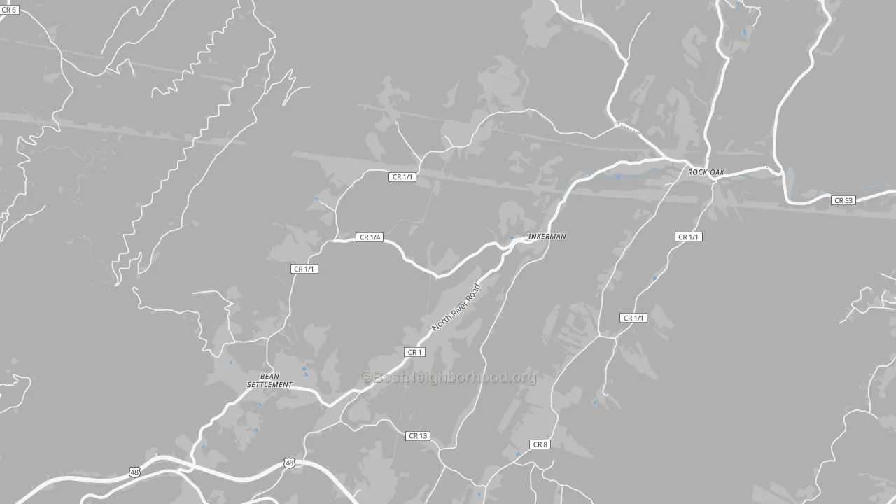 Bike Grade map of Inkerman, WV