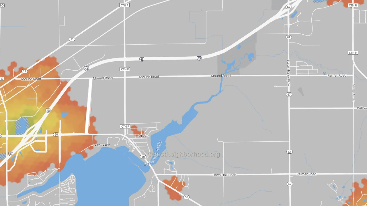 Bike Grade map of Inlet, WI