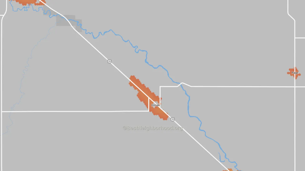Bike Grade map of Inman, NE