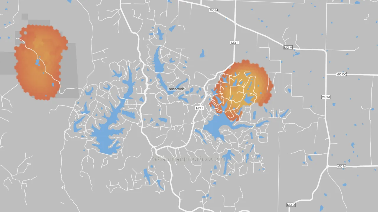 Bike Grade map of Innsbrook, MO
