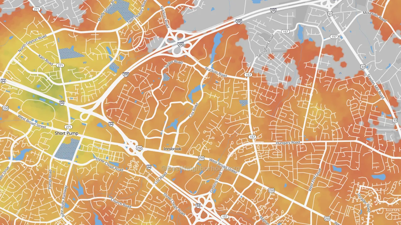 Bike Grade map of Innsbrook, VA
