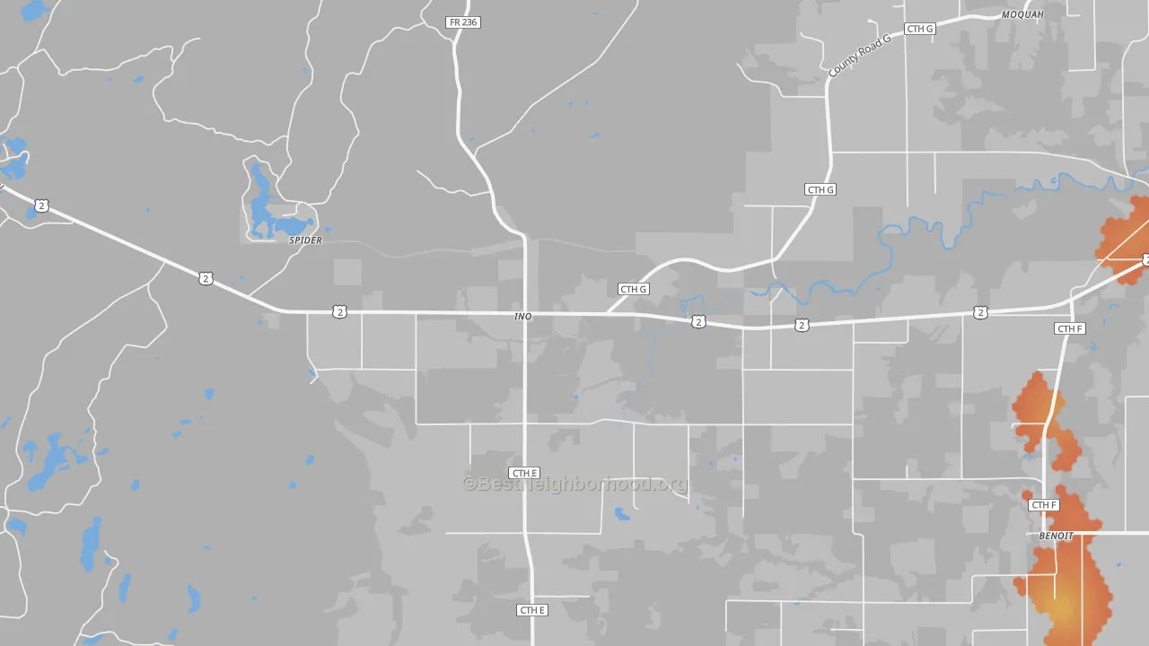 Bike Grade map of Ino, WI