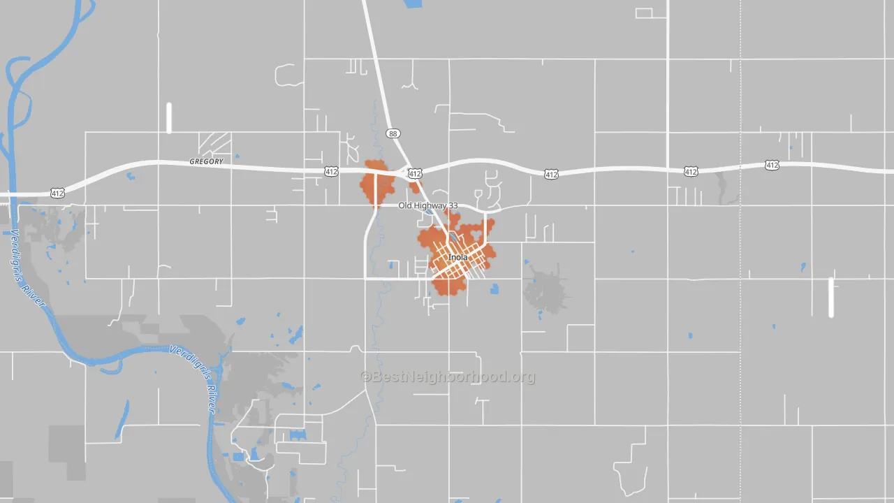 Bike Grade map of Inola, OK