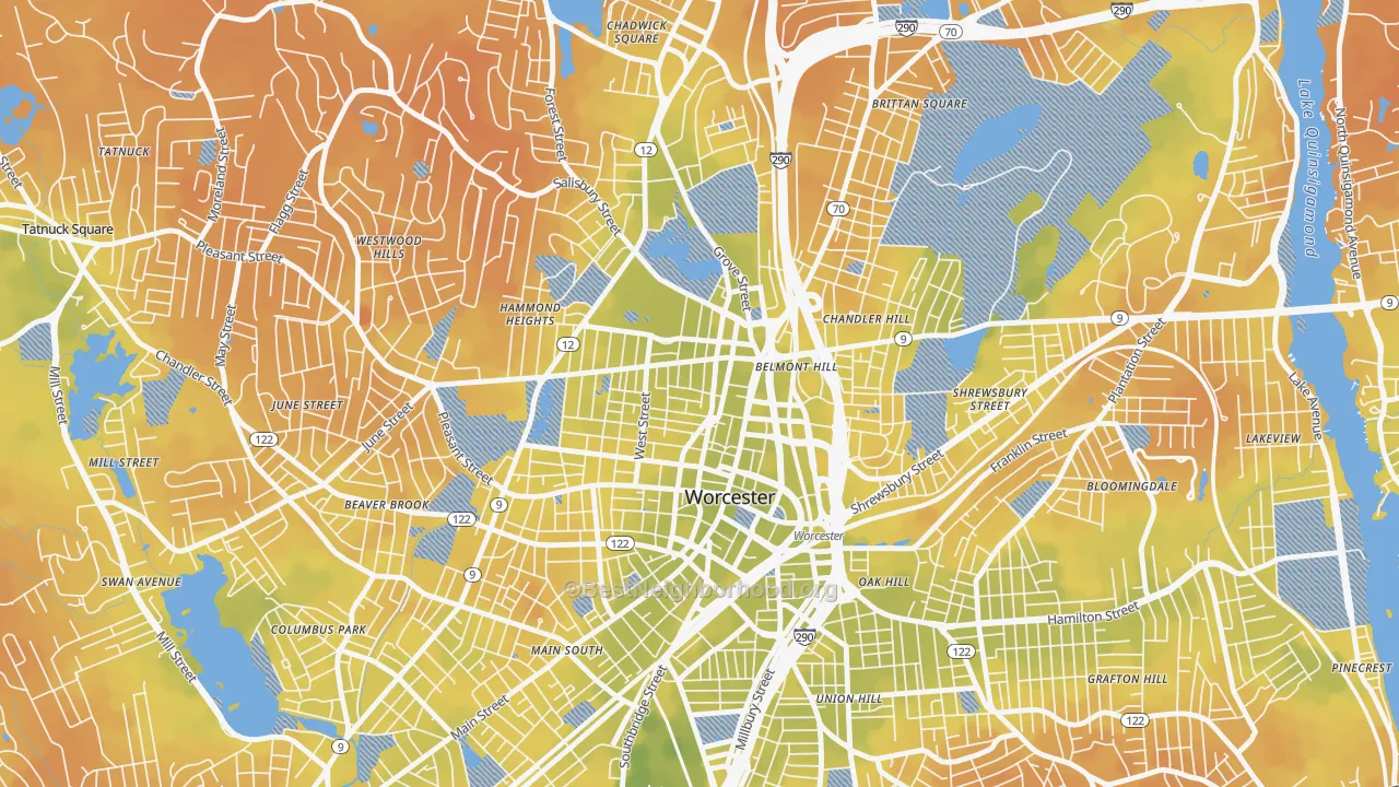 Bike Grade map of Institute Park, Worcester, MA