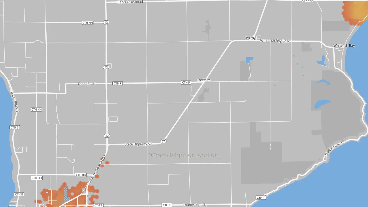 Bike Grade map of Institute, WI