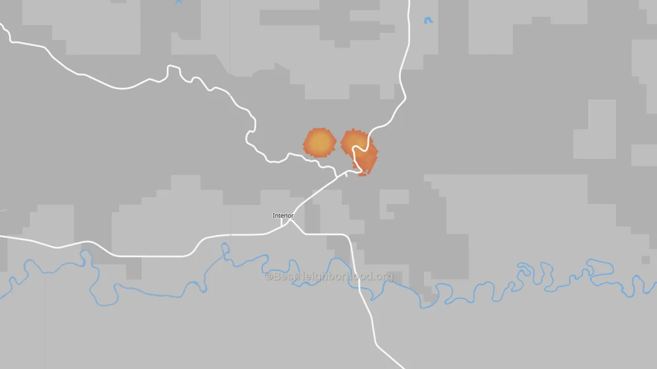 Bike Grade map of Interior, SD