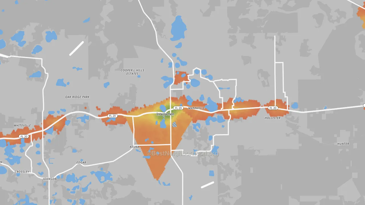 Bike Grade map of Interlachen, FL