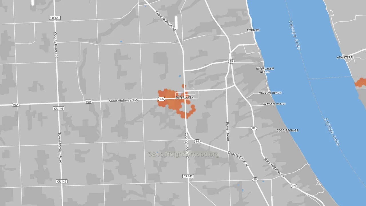 Bike Grade map of Interlaken, NY