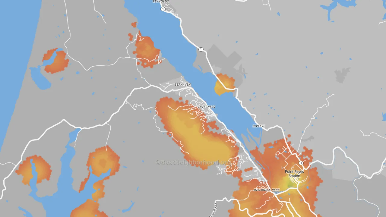 Bike Grade map of Inverness, CA