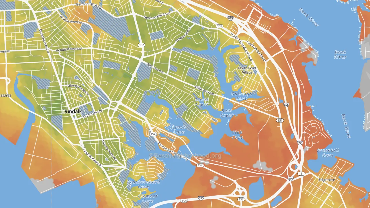 Bike Grade map of Inverness, Dundalk, MD