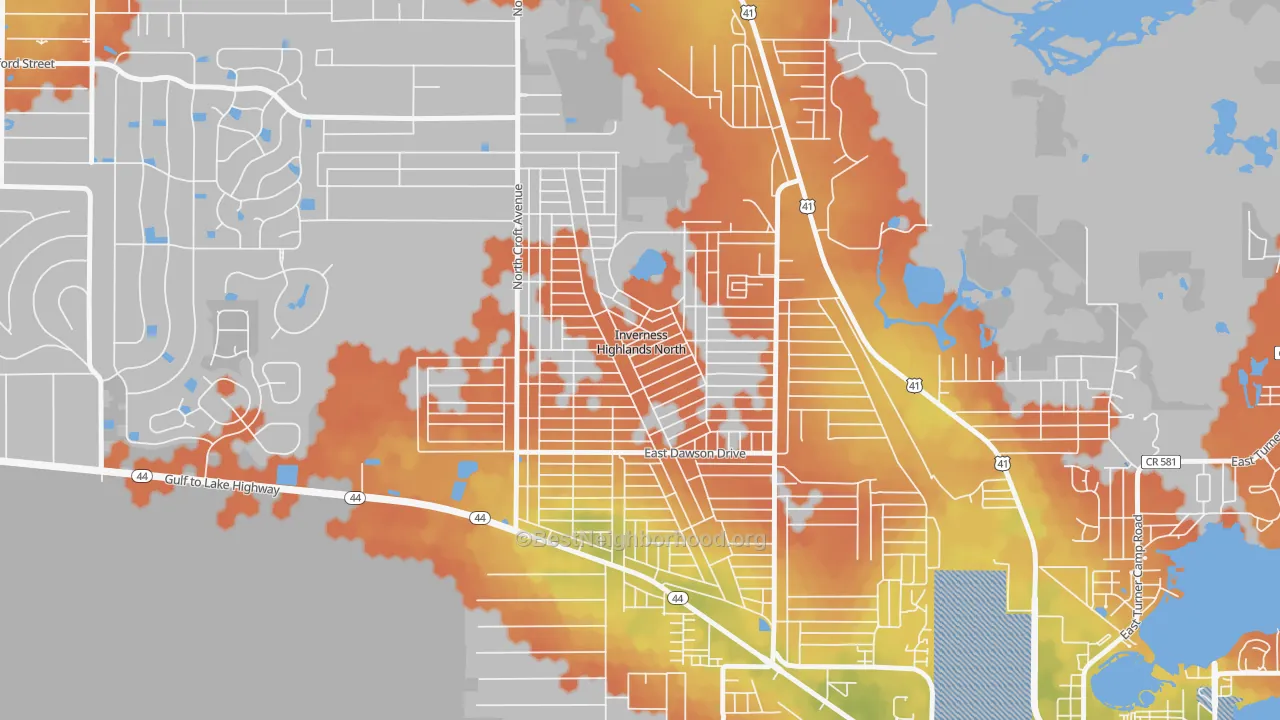 Bike Grade map of Inverness Highlands North, FL