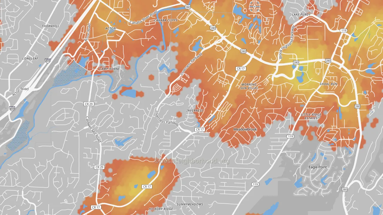 Bike Grade map of Inverness, Hoover, AL