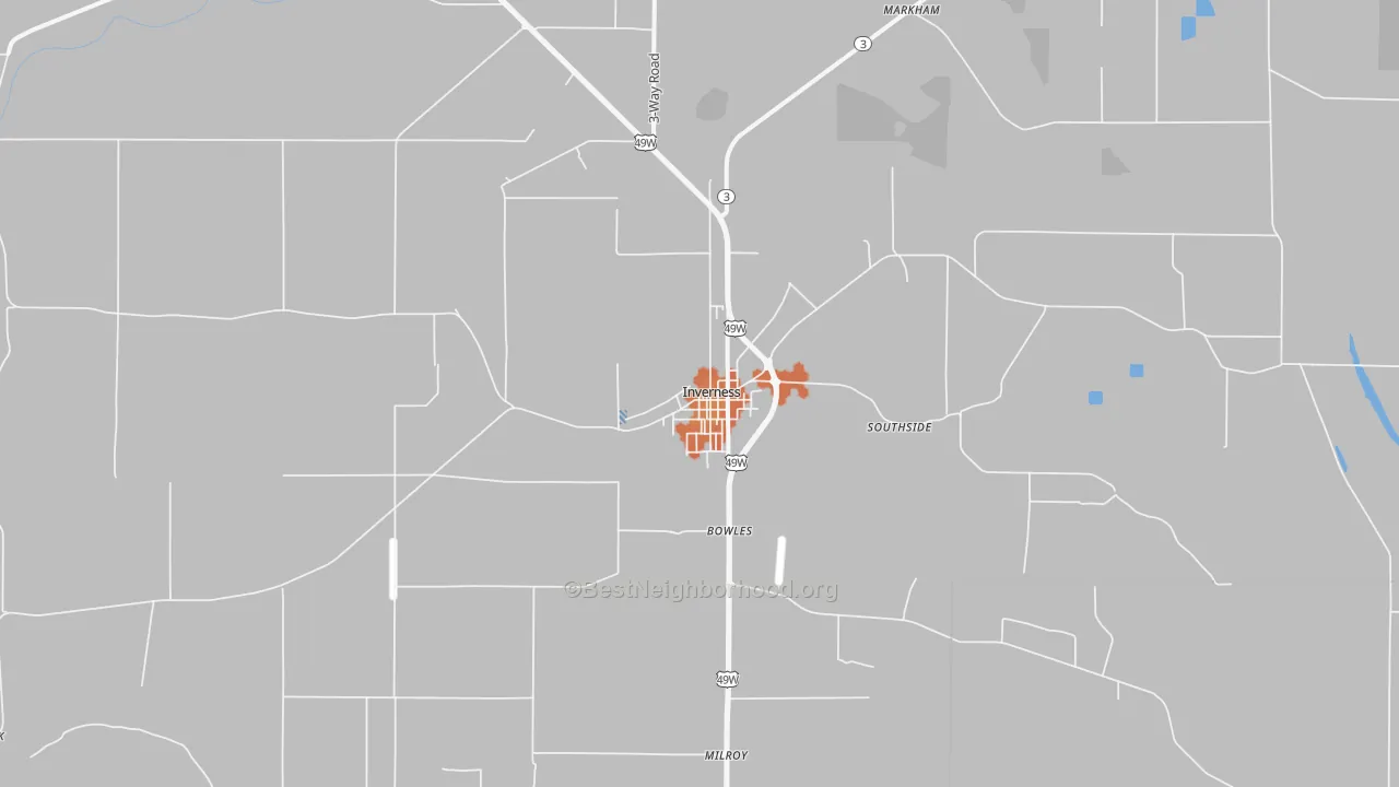 Bike Grade map of Inverness, MS