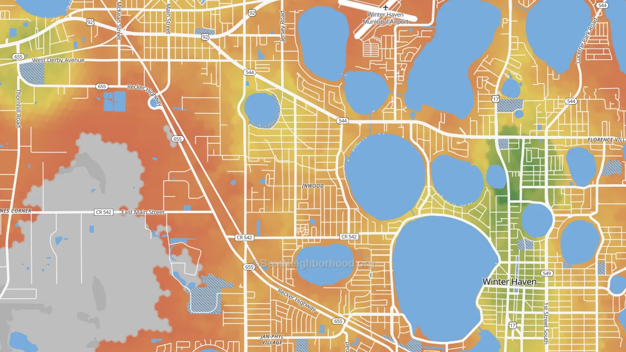 Bike Grade map of Inwood, FL