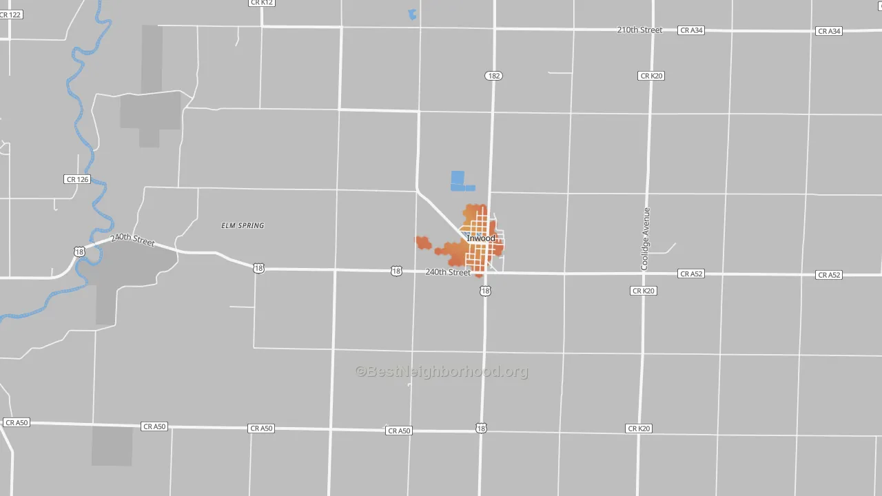 Bike Grade map of Inwood, IA