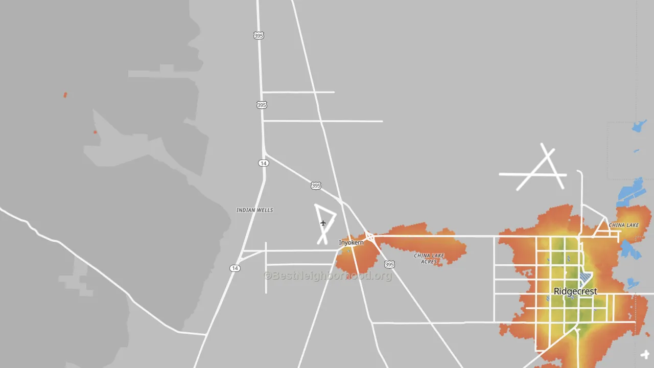 Bike Grade map of Inyokern, CA