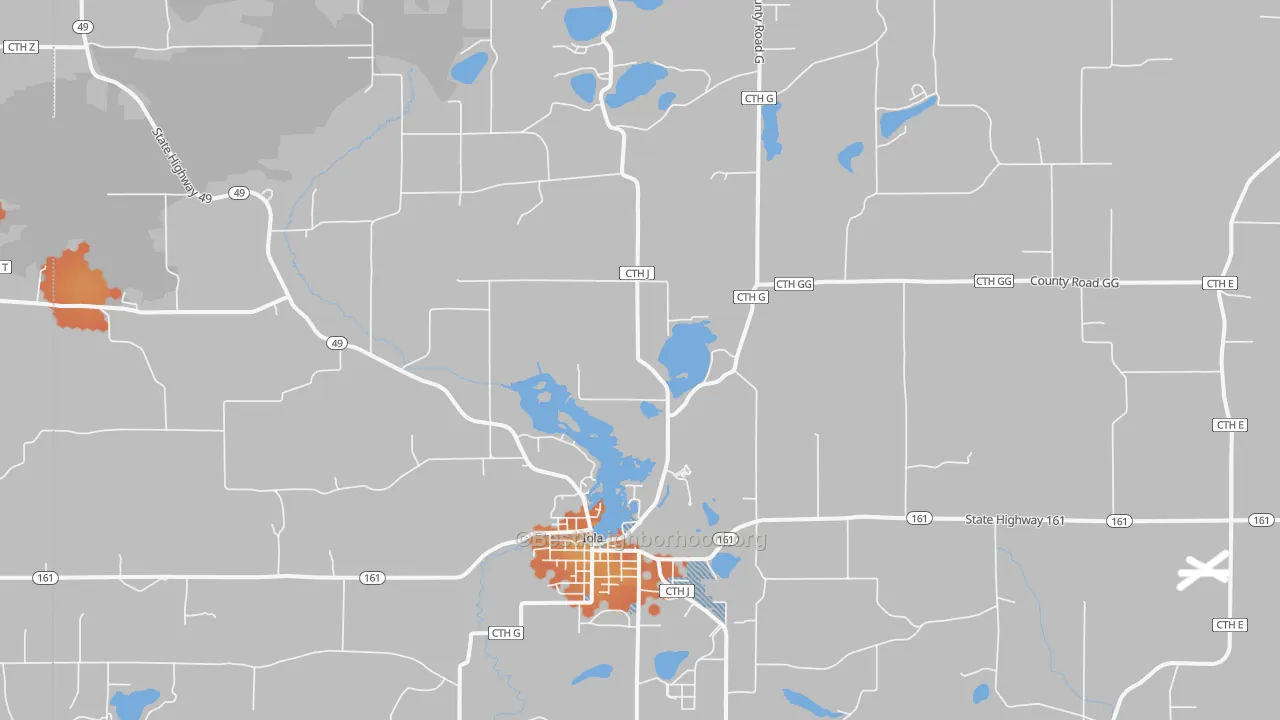 Bike Grade map of Iola, WI