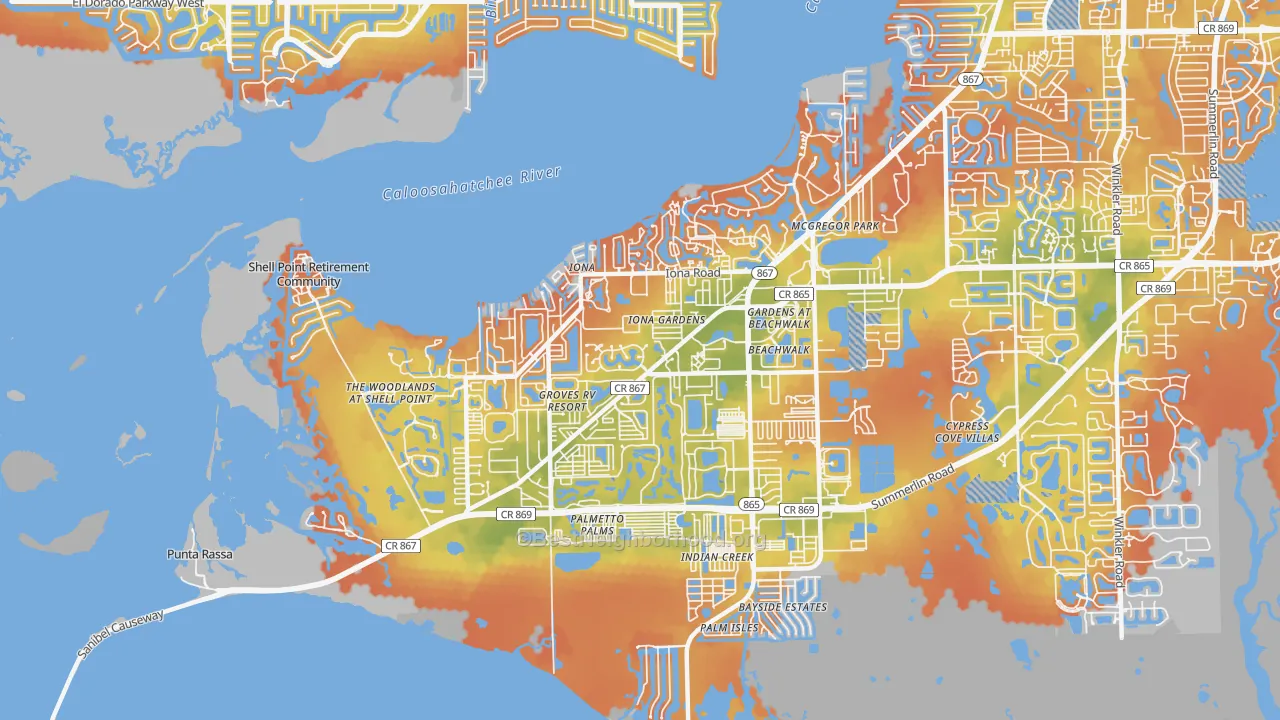 Bike Grade map of Iona, FL
