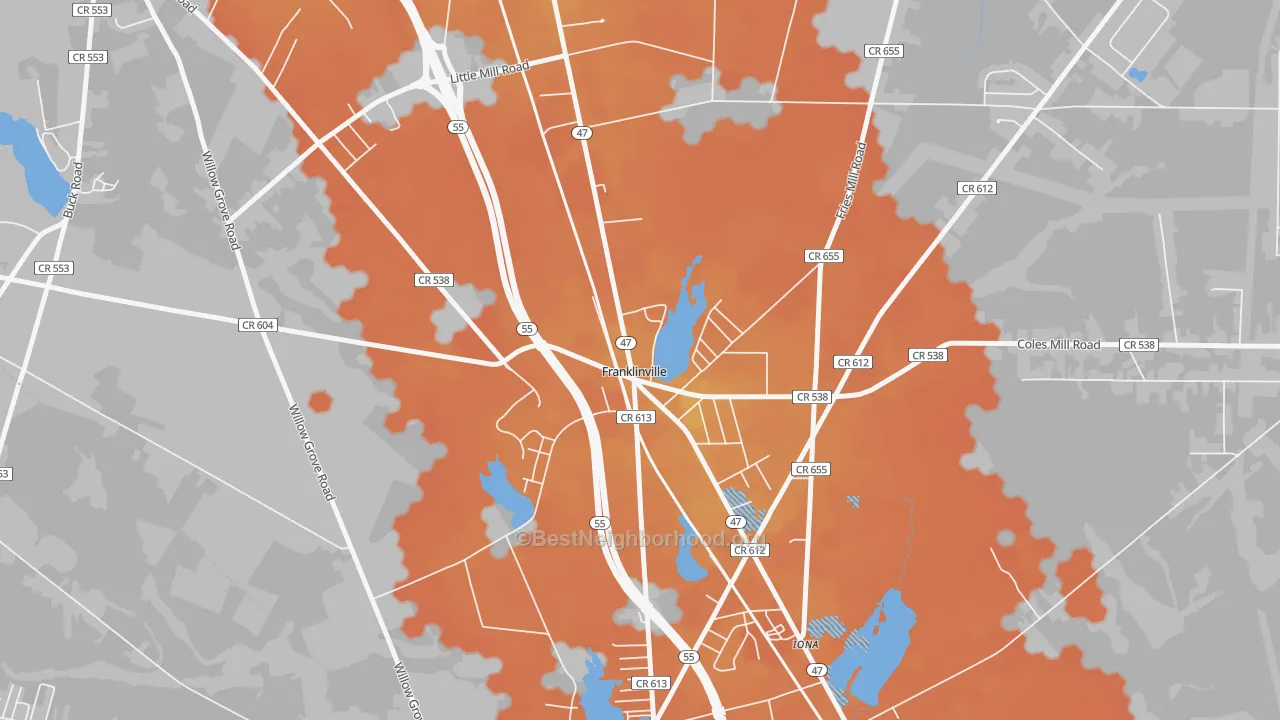 Bike Grade map of Iona, NJ