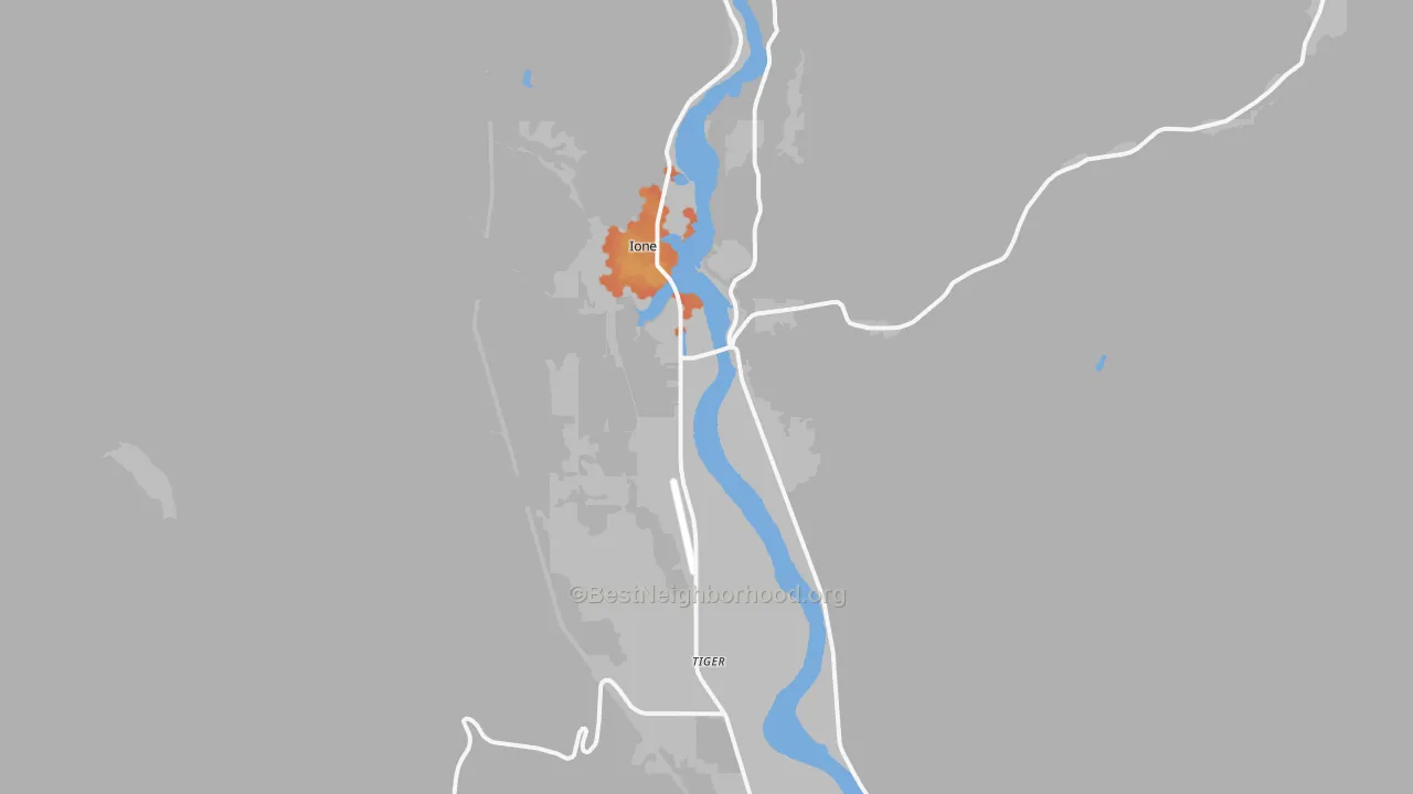 Bike Grade map of Ione, WA