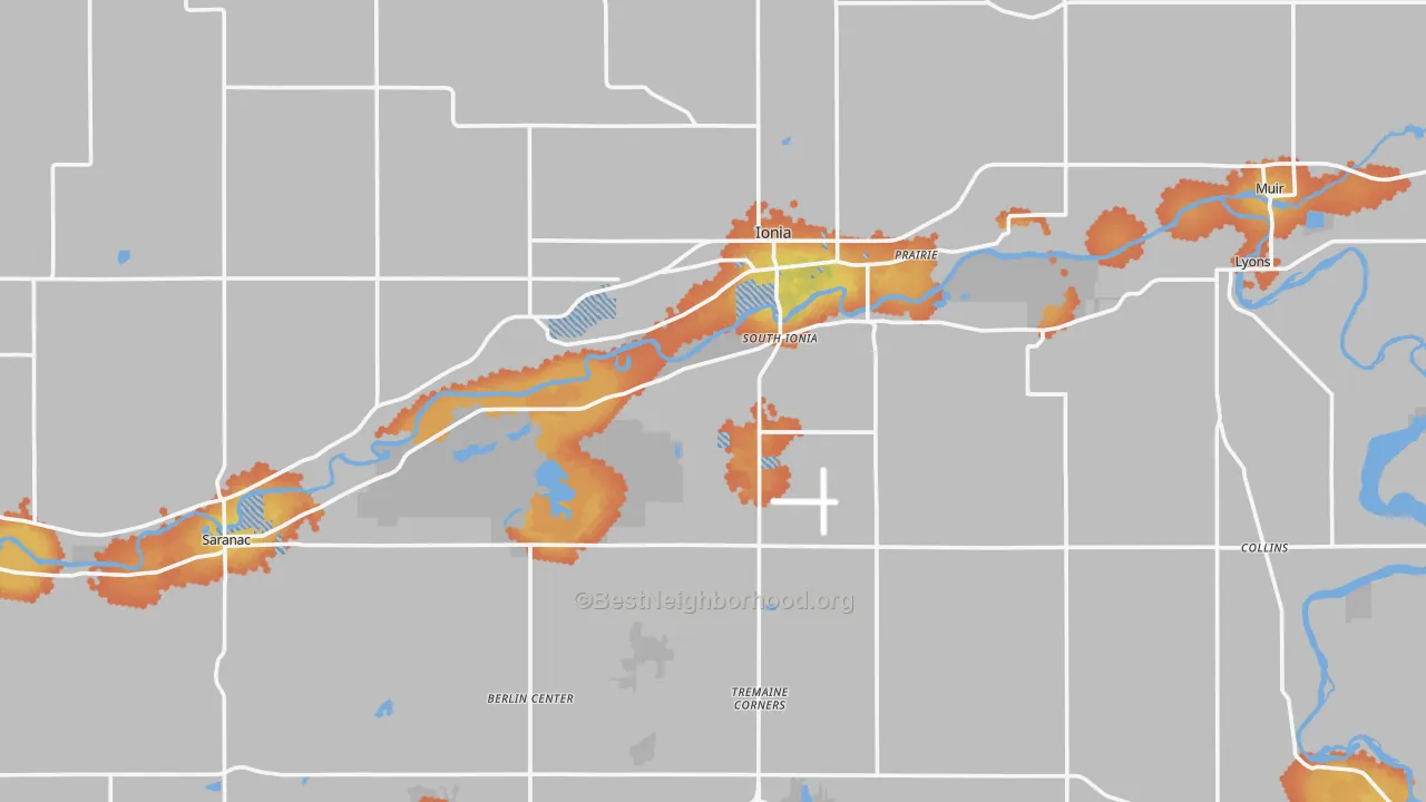 Bike Grade map of Ionia County, MI