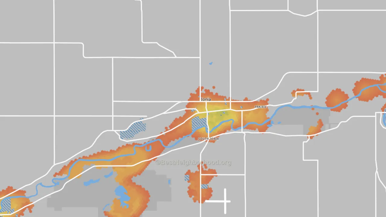 Bike Grade map of Ionia, MI