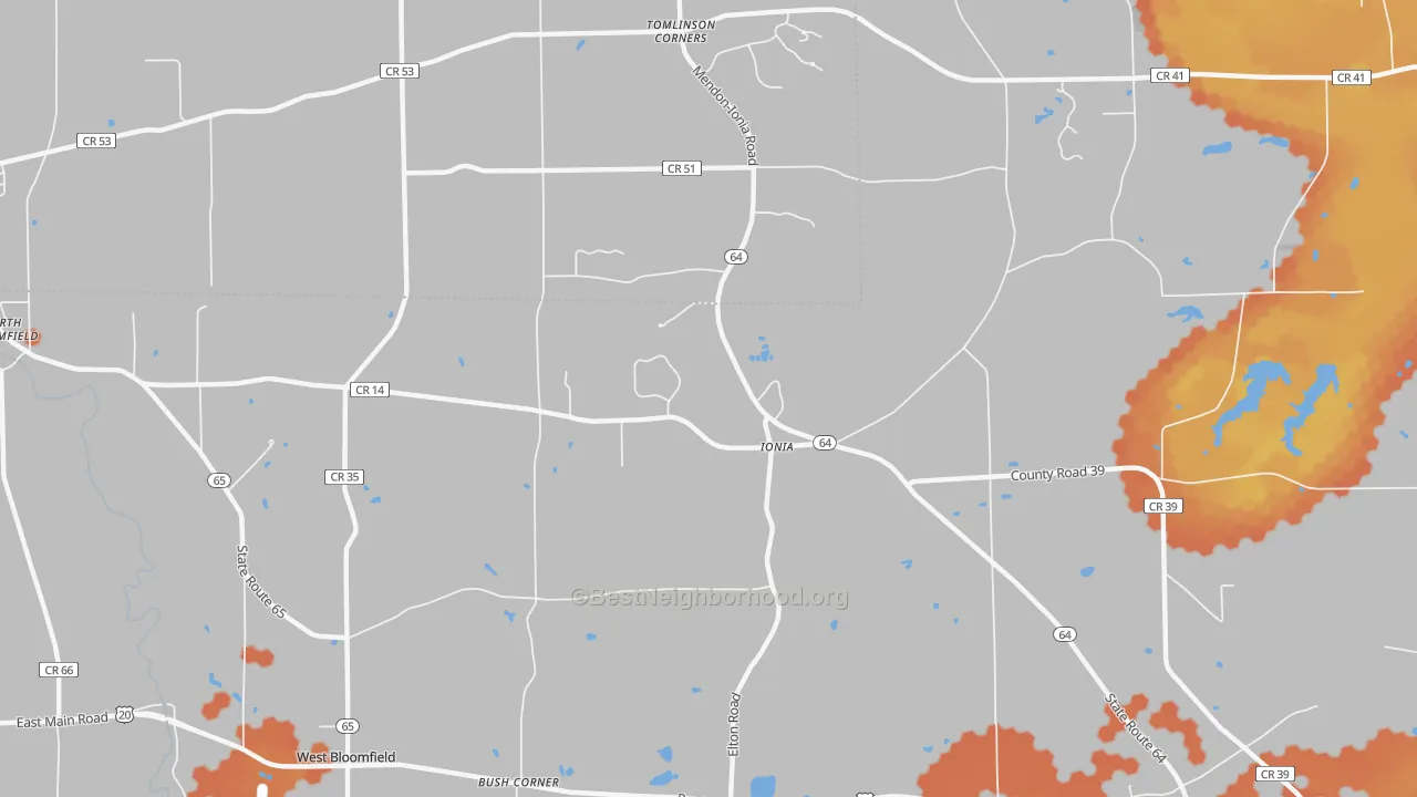 Bike Grade map of Ionia, NY
