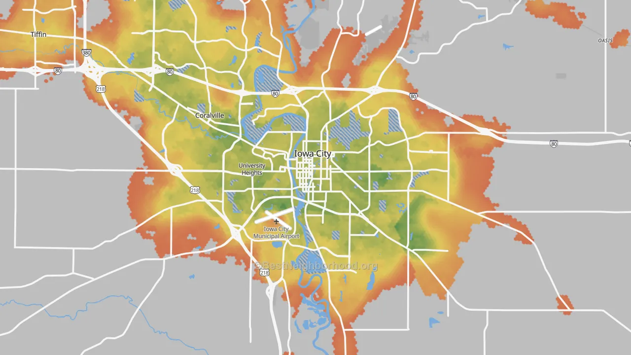 Bike Grade map of Iowa City, IA