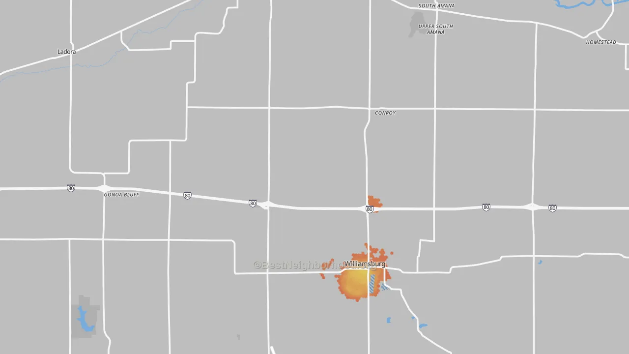 Bike Grade map of Iowa County, IA