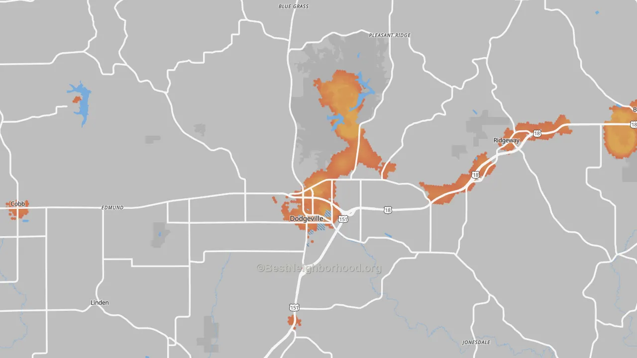 Bike Grade map of Iowa County, WI