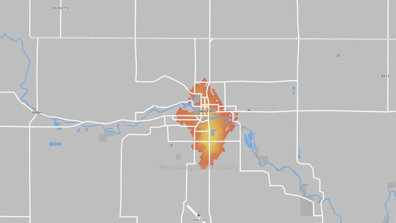 Bike Grade map of Iowa Falls, IA